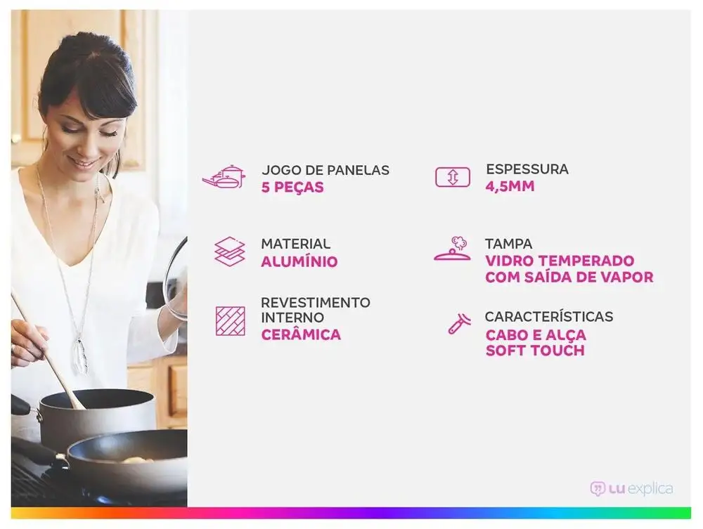 طقم أواني طهي فانيليا 5 قطع أوبتيما إسنشيالز سيراميك لايف من الألومنيوم برينوكس