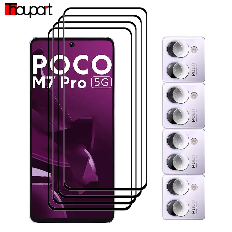 

Screen protector For Xiaomi poco M7 Pro Tempered glass full glue Front cover glass Sot fiber lens film