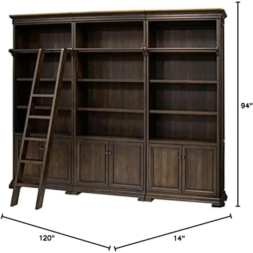 Bookcase Wall with Wood Ladder, Brown, IMSA4094-KIT 14