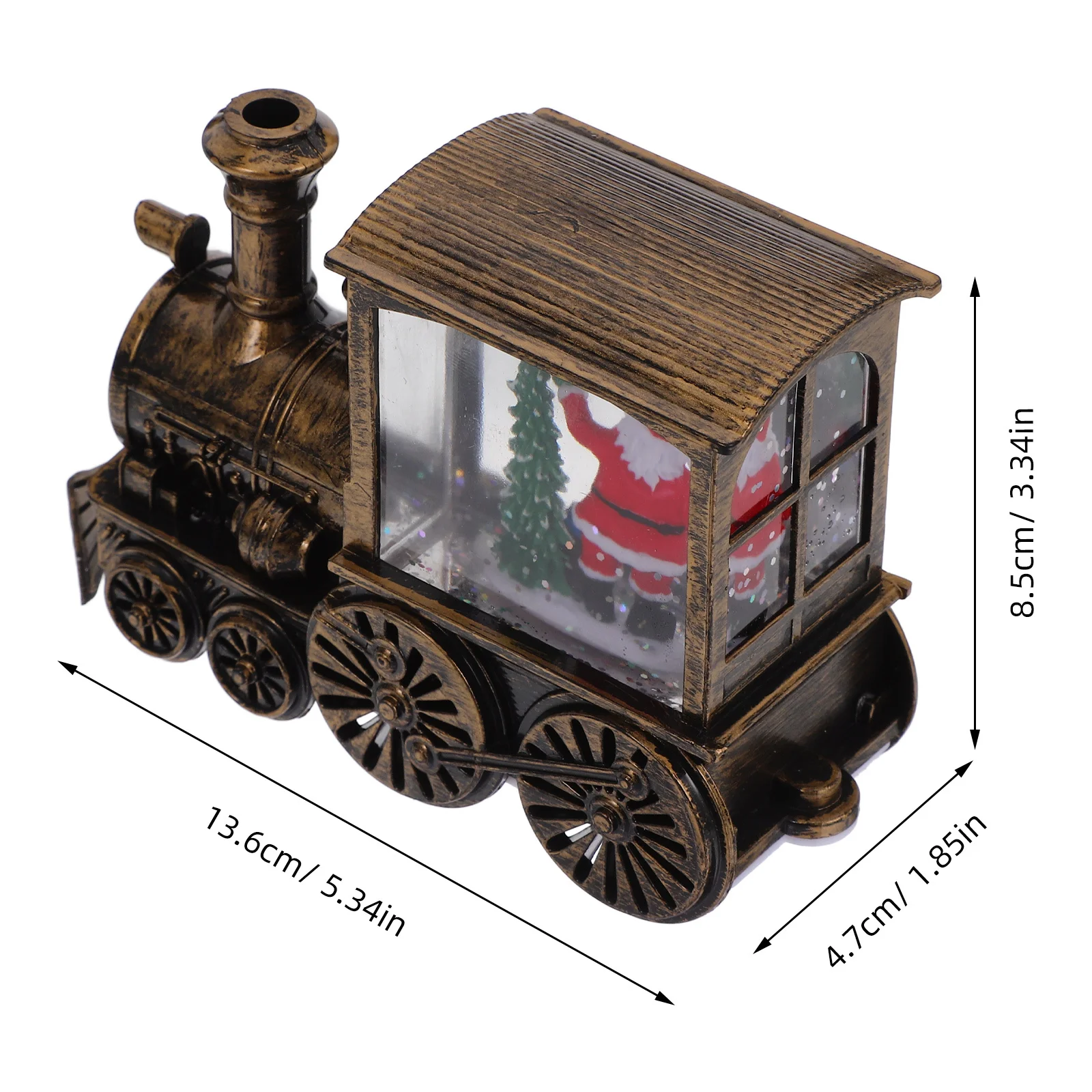 Cabeza de tren brillante, adorno navideño, luz nocturna, globo de nieve, decoraciones navideñas de Papá Noel, centro de mesa festivo para interiores