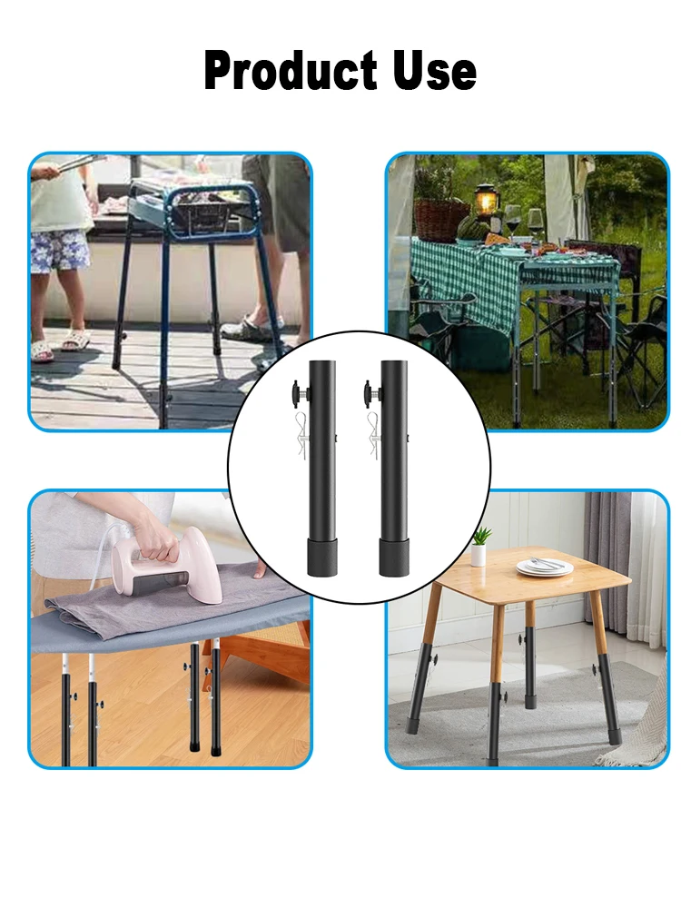 4 extensores de patas de mesa para mesas plegables, extensiones de patas de mesa plegables para patas rectas y dobladas