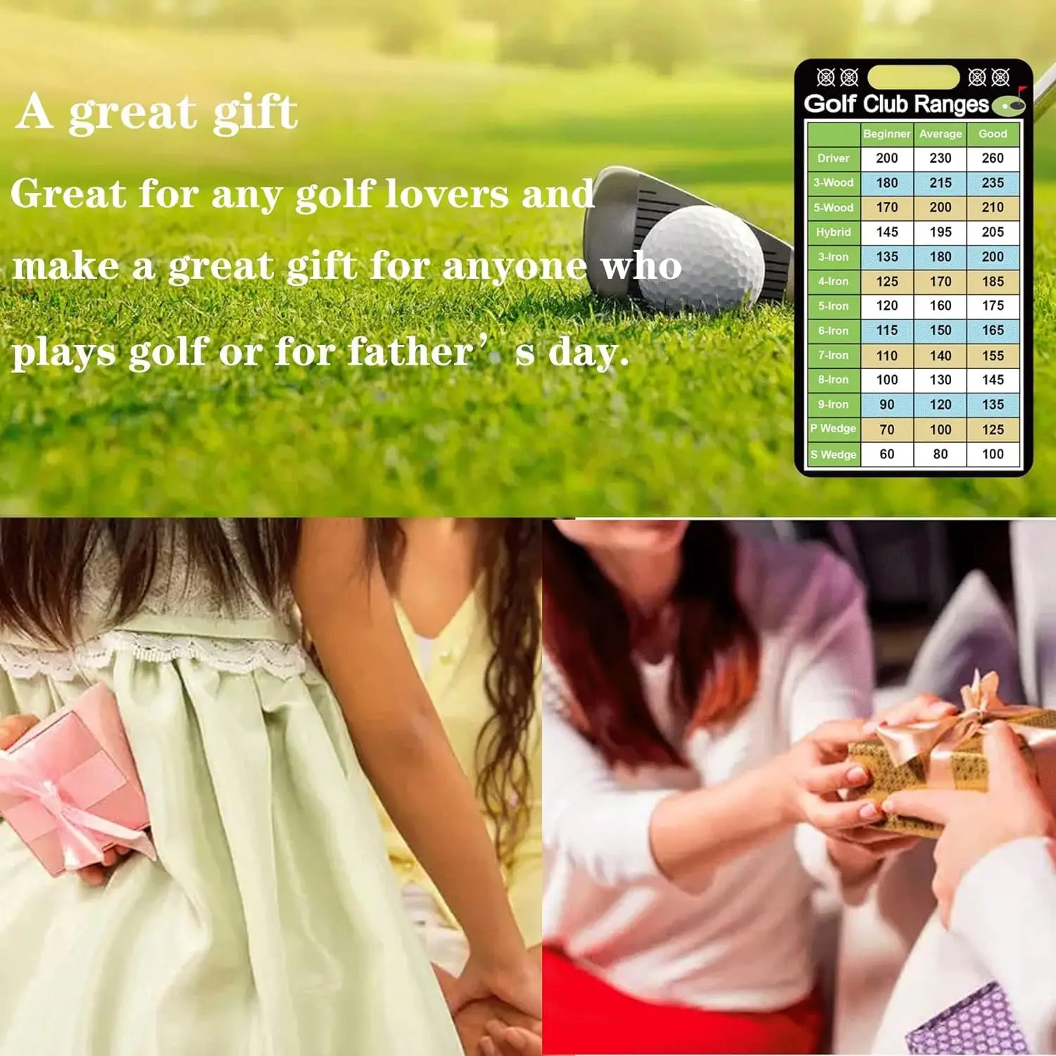 2 * 3.5 inch Golfers Quick Reference Distance Card Golf Club Range Chart Card Golf Club Range Chart Card 10pcs