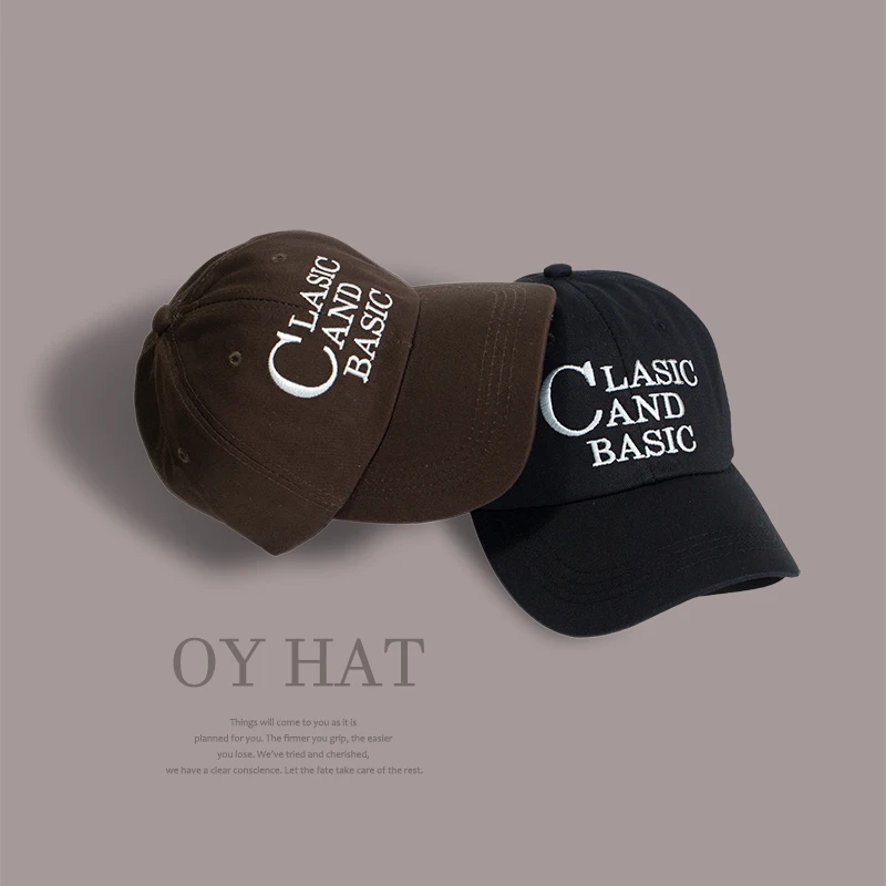 Hat Fashion Brand Ins Baseball Cap Female Summer Peaked Cap Male Letter Embroidered Soft Top Curved Brim Face-Looking