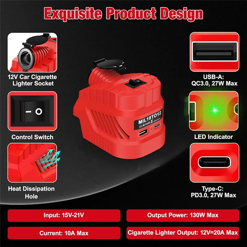 

Для понижающего преобразователя 18 В до 12 В, адаптер питания батареи, для большинства автомобильных устройств 12 В