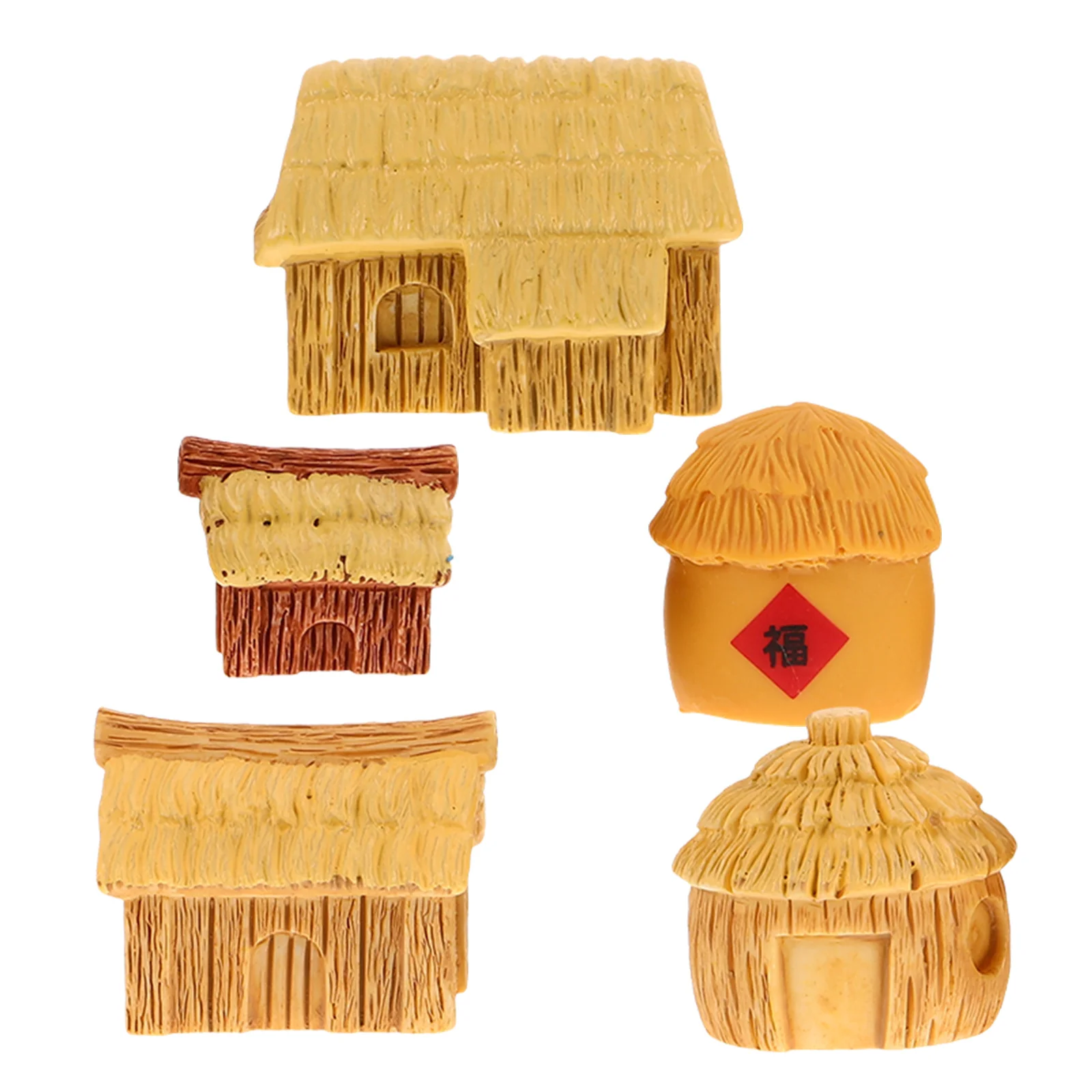 5pcs Miniature Resin House Micro Landscape Cottage Farmhouse Decor For Fairy Garden Bonsai Terrarium Diy Home Decorations Mini
