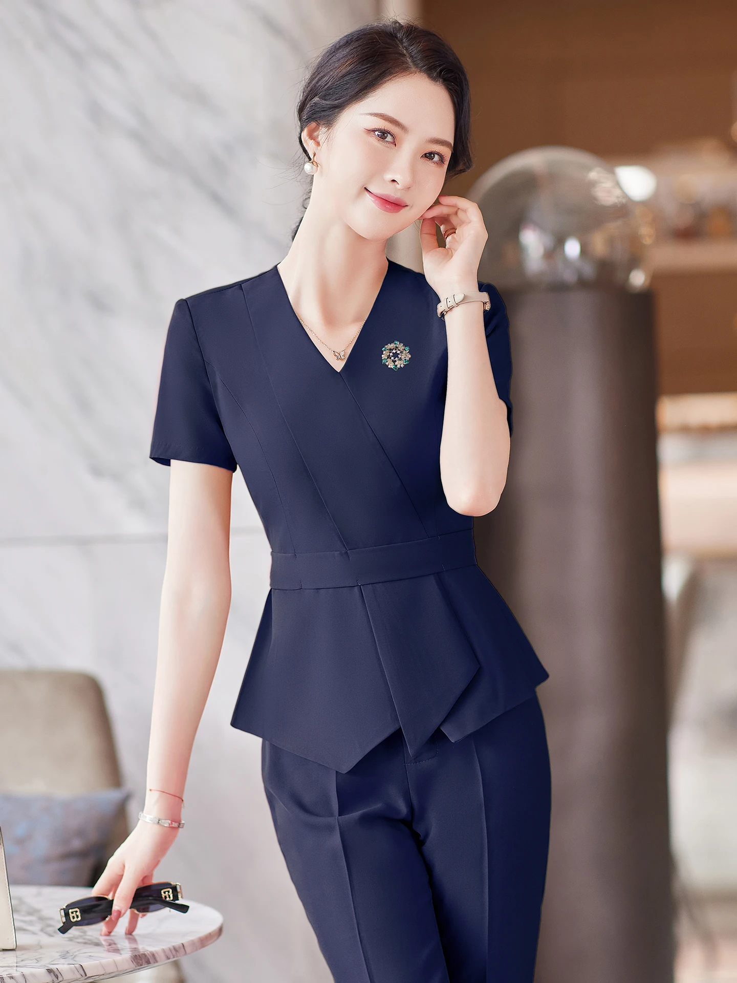 Professional Women's Summer New Style Beauty Salon Front Desk Work Uniform Health Care Center Beauty Therapist Outfit Set