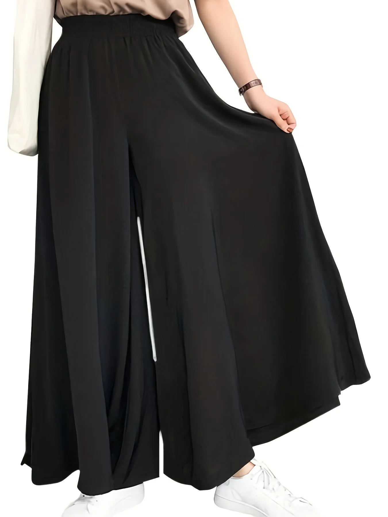 

2024 Spring and Summer Europe and The United States Women's Large Size Leisure and Comfortable Elastic Waist Wide-legged Pants