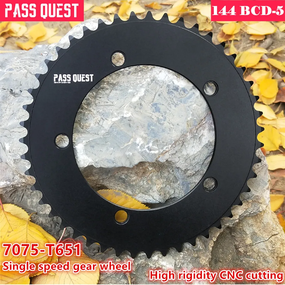 PASS QUEST 144BCD 5 claw Fixed Gear fixie Round Chain ring Track Bike 46T-66T Sprocket 144 bcd special single speed gear wheel