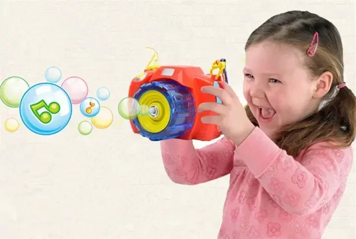 Outdoor Toys Kids Bubble Club Water Gun Fully-Automatic Light & Sound Shining Bubble Camera Gun Soap Bubble Blower Gift