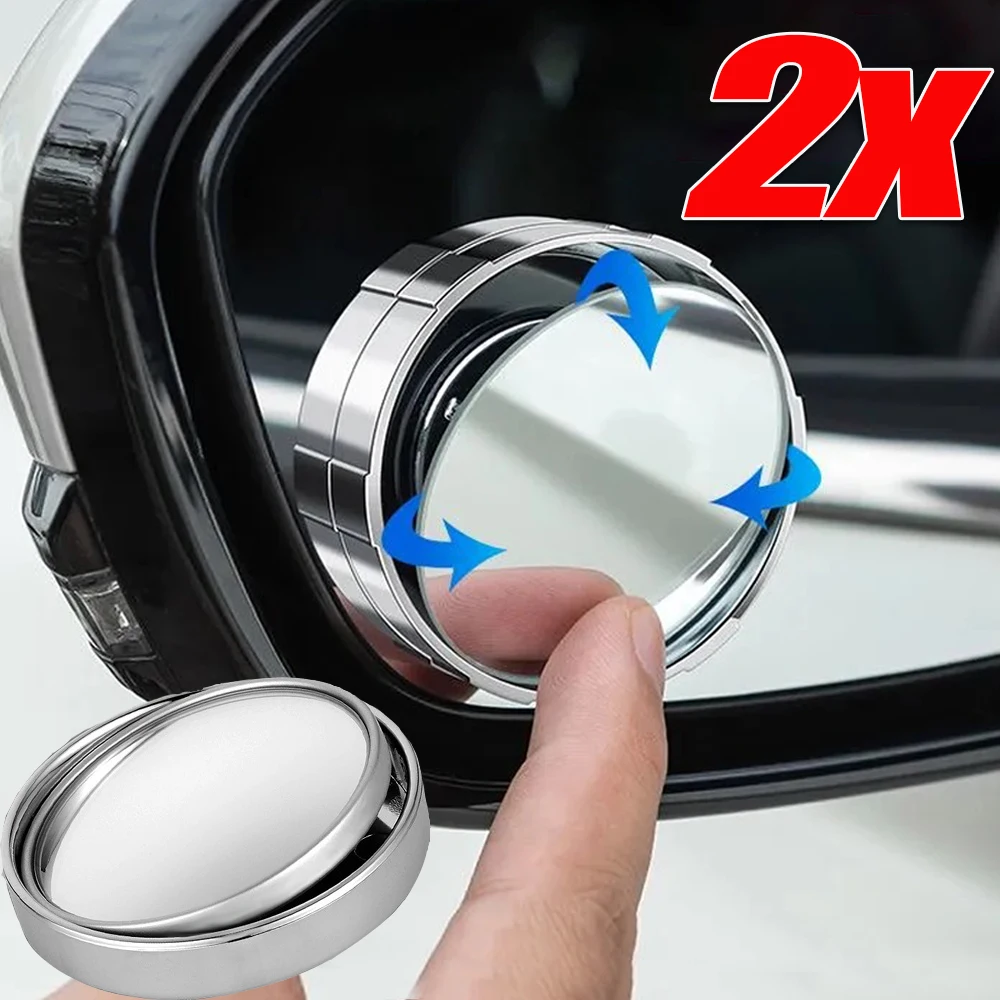 2PCS 360 Degree Adjustable Blind Spot Mirror Car Auxiliary Rearview Convex Mirror Round Frame Wide Angle Mirrors for Car Reverse