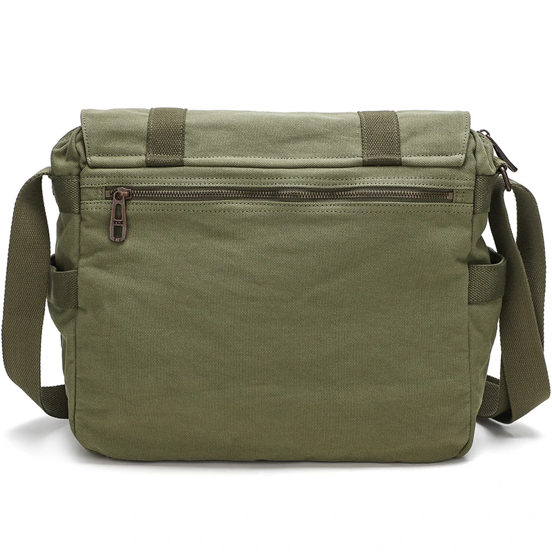 Men Large Green Canvas Shoulder Bag Vintage Cool Messenger Crossbody Satchel Bag Durable Design for Casual Travel School Hiking