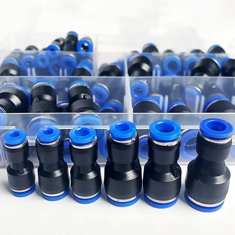 Boxed 61PCs PG 4mm 6mm 8mm 10mm 12mm Pneumatic Fitting PG8-6 PG10-8 PG6-4 PG8-4 PG10-6 PG12-6 PG12-8 Air Pipe Connectors
