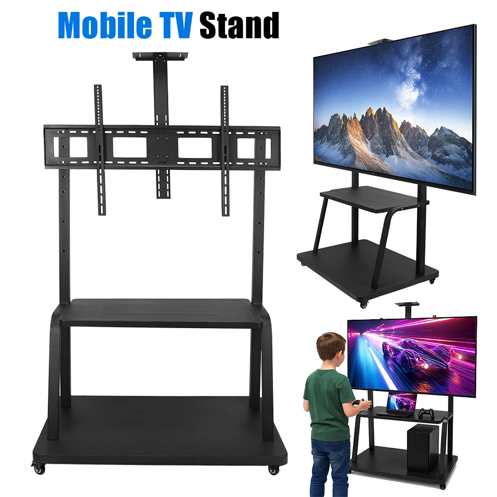 

Mobile TV Stand Max Load Up To 660-Pound Floor Wheeled Stand Universal Floor Bracket Rolling TV Bracket for 50-120 Inch Screen