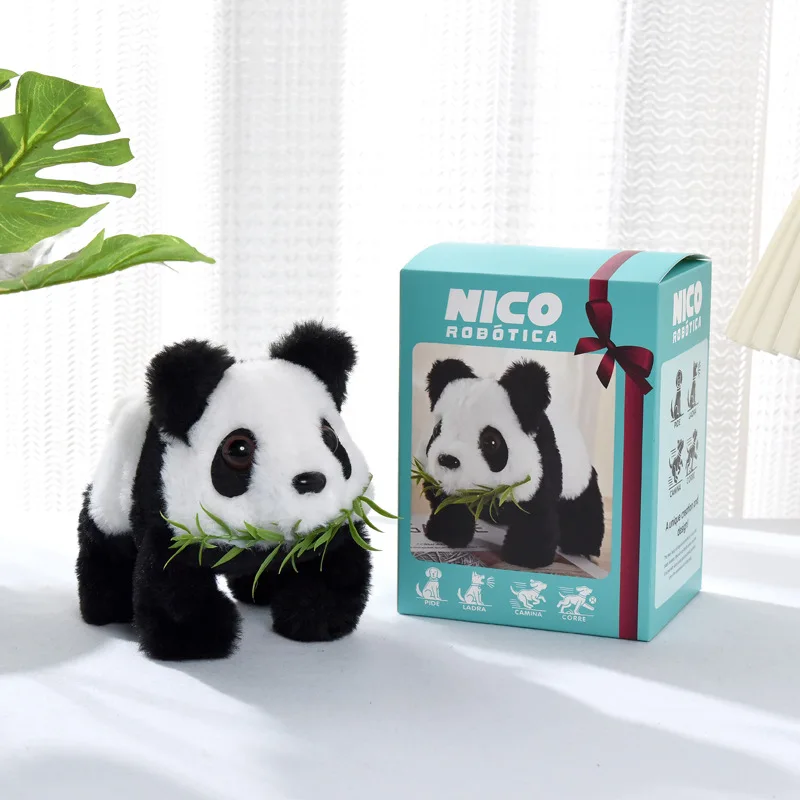 Juguete de peluche de Panda que camina inteligente: música electrónica, oso esponjoso en movimiento con cola de cangrejo, regalo de cumpleaños para niños, animal doméstico