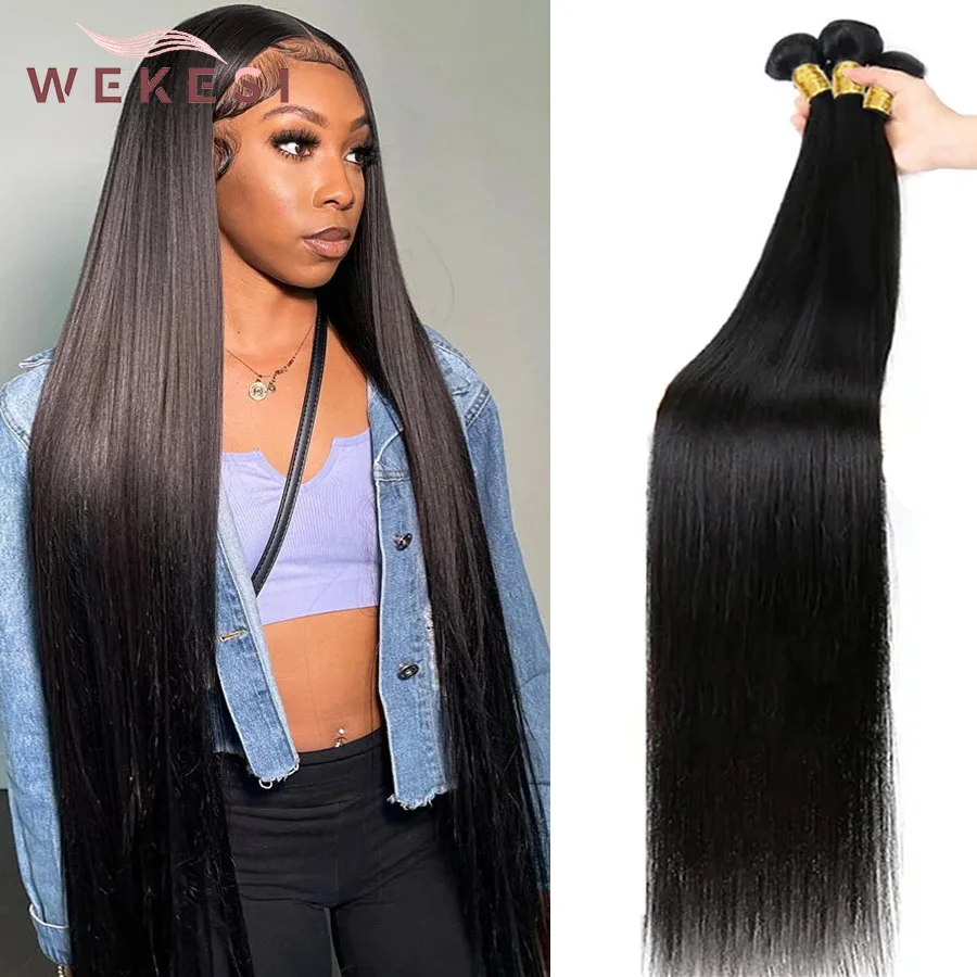 Bone Straight Brazilian Hair Bundles para mulheres, 100% cabelo humano, cabelo remy, cabelo natural, extensões de cabelo, 30 in, 32 in