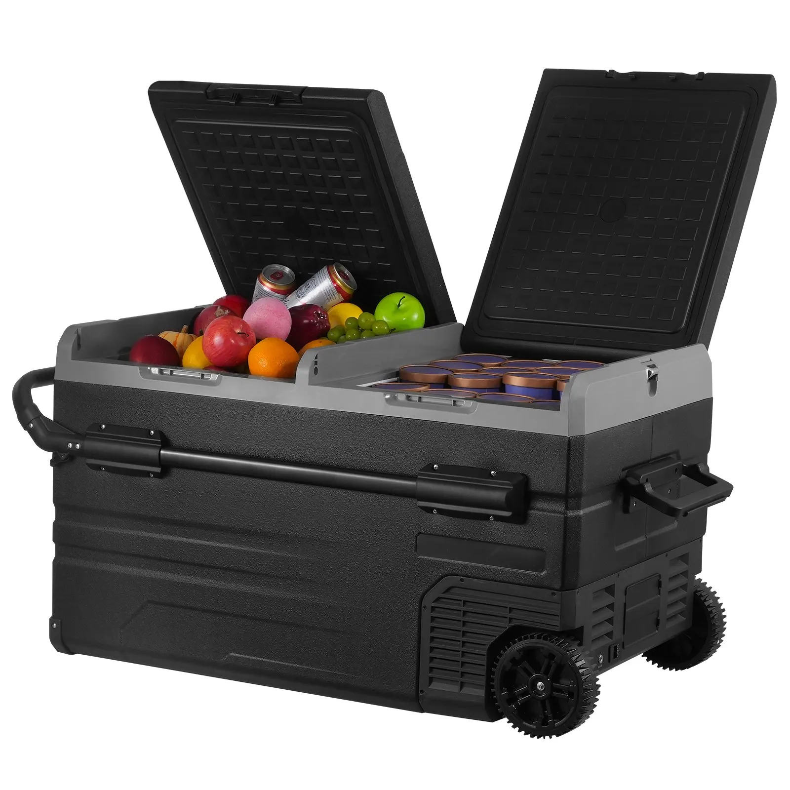 

VEVOR Car Fridge 115L Car Refrigerator Dual Zone Freezer with Wheels and Handle -4℉-68℉ 12/24V DC