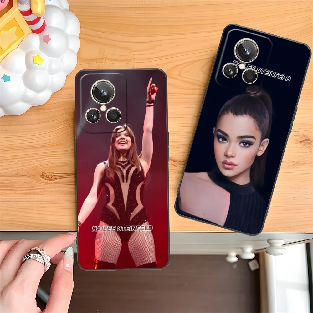 Hailee Steinfeld เคสโทรศัพท์มือถือลายเพ้นท์สีสำหรับ Realme GT 2 9i 8i 7i Pro X50 X2 C35 C21 C20 C11 C3กรอบโทรศัพท์สีดำ