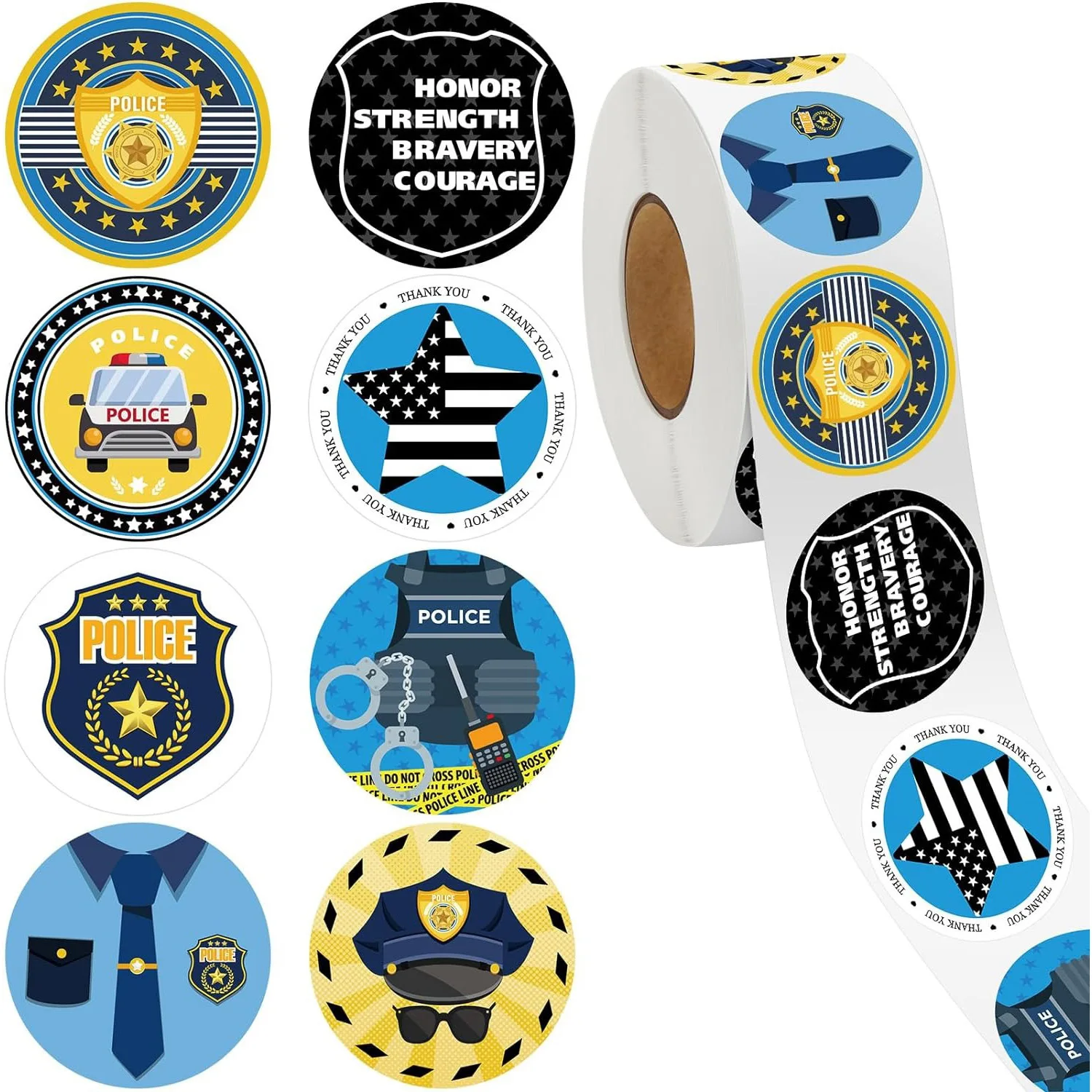 500Pcs Police Stickers Firefighter Sticker for Kids Firetruck Fireman Badge Toy Name Tag Roll for Party Favor School Education