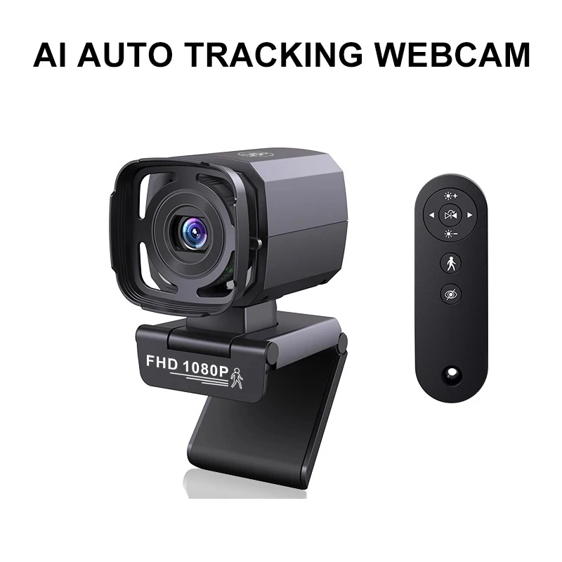 1080P Full HD Webcam AI Auto Tracking Webcamera met afstandsbediening Microfoon Live streaming Minicamera voor pc Laptop Desktop
