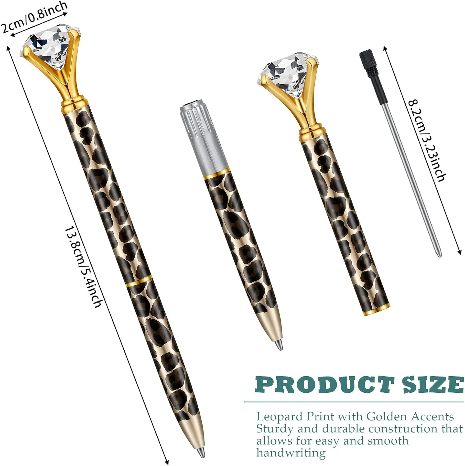 6 Pcs Cute Fine Point Smooth Writing Pen Diamond Pens Leopard Crystal Pens Ballpoint Cool Design for Women Wedding bride Party