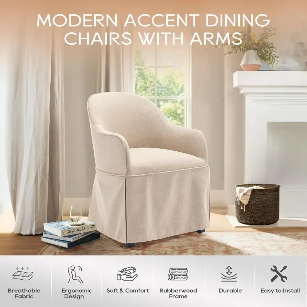 Moderner Esszimmerstuhl-Set mit 2 Stück, eimerförmiger Sessel mit Bezug, Küche, Esszimmer, beigefarbener Rückenlehnenstuhl