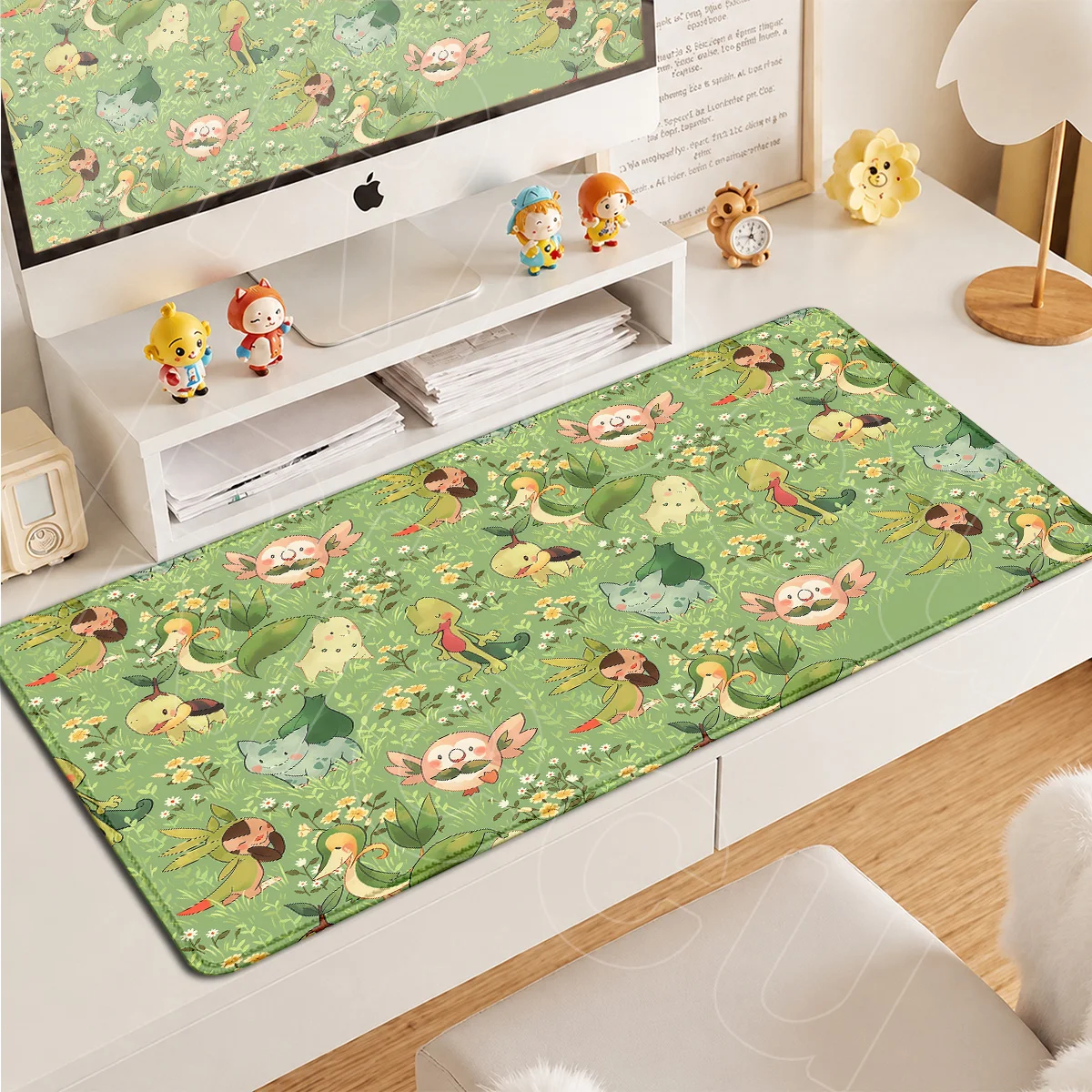 Anime P-pokemon Chikorita XXL Office Mouse Pad Laptop Keyboard HD Printing Mouse Mat Rubber Accessories Gaming Cabinet Table Rug