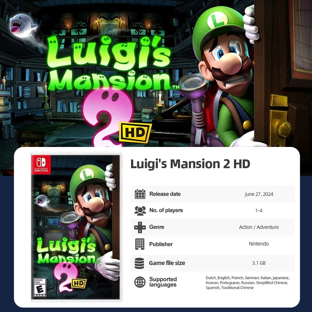 Luigi‘s Mansion 2 3 - Nintendo Switch Series Game 100% Original Physical Game Card Adventure Genre for Switch OLED Lite