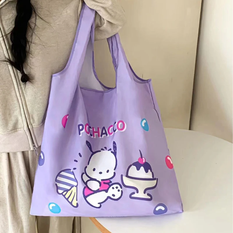 Cute Sanrio Folding Eco Shopping Bag Hello Kittys Accessories Kawaii Cartoon Anime Portable Storage Bag Large Toys for Girl Gift