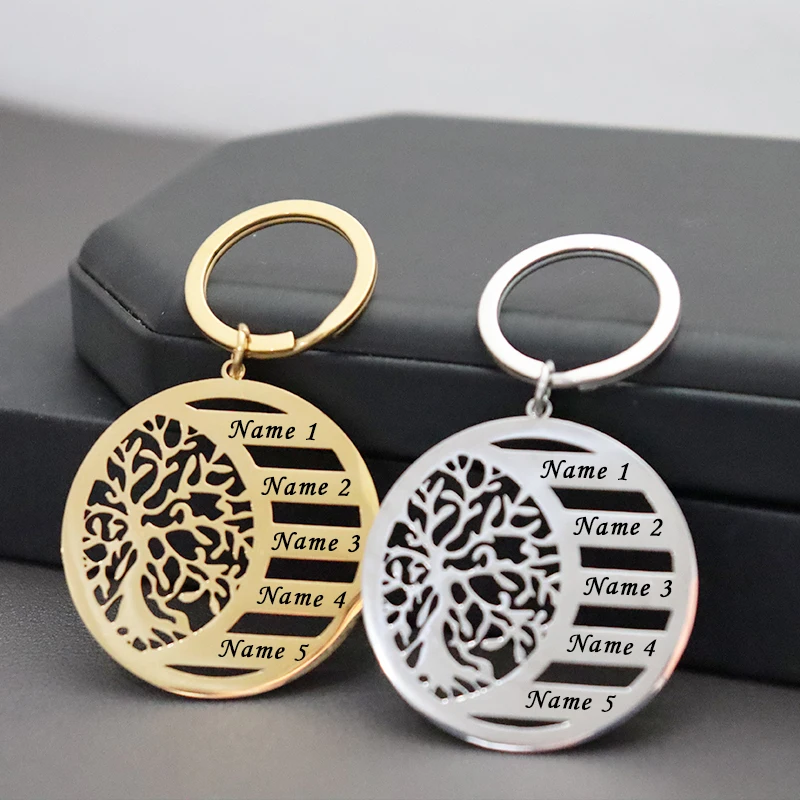 Llavero personalizado con 1-5 nombres, árbol de la vida, llavero personalizado, regalo del Día de la Madre, llaveros para mujer, familia