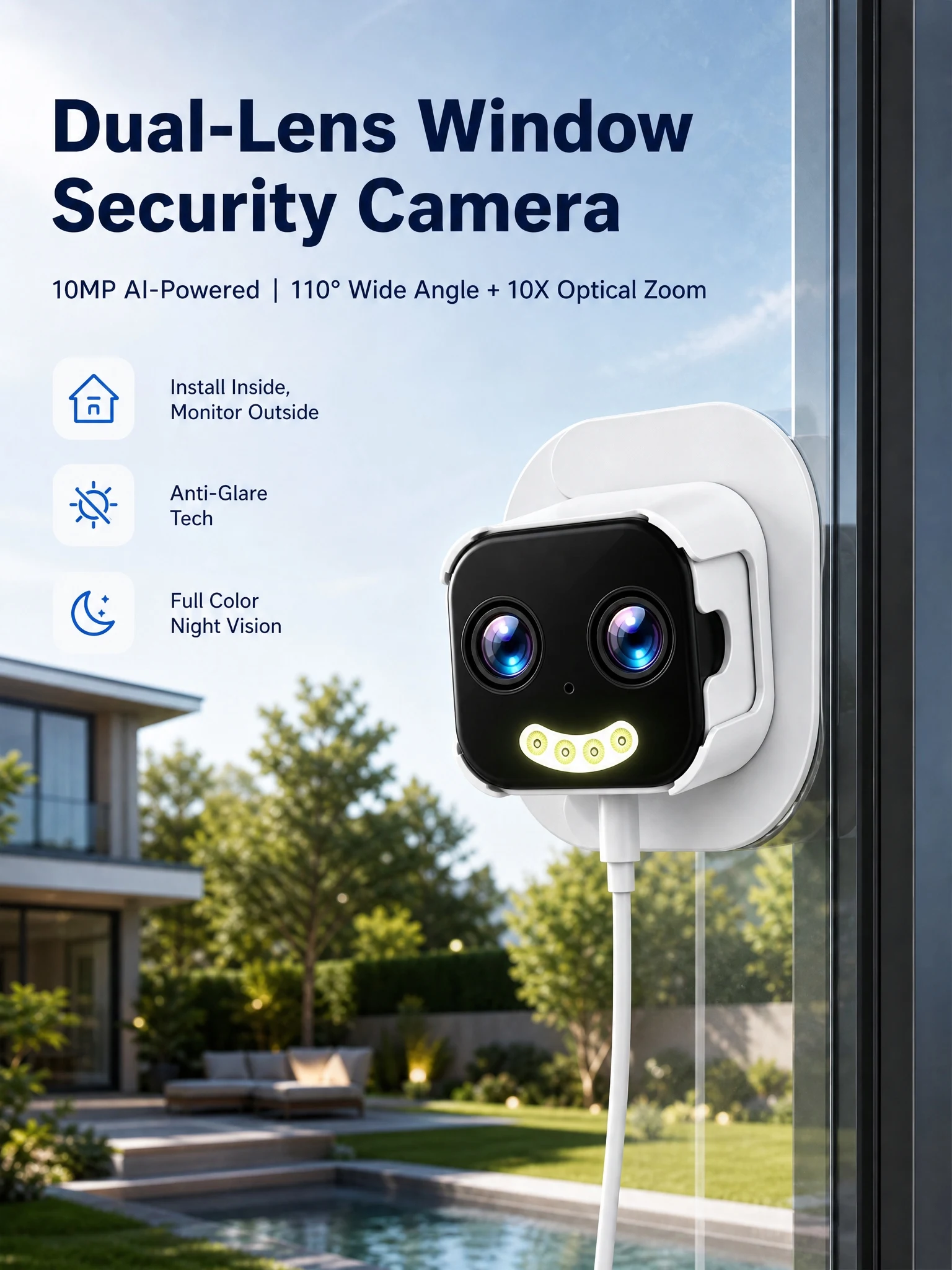 OKAM PRO Window Camera Dual Lens 10X ZOOM 5G WIFI Camera HD 10MP Dual Stand Night Vision Bidirectional Intercom Mobile Detection