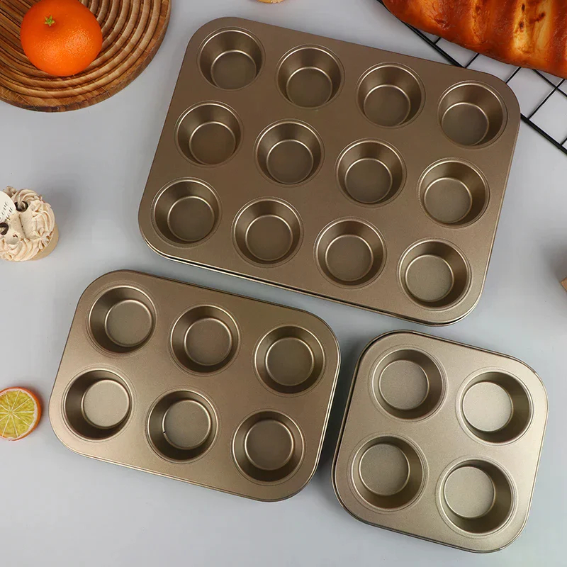 

4/6/12 Cups Cupcake Pan Muffin Tray Cupcake Mold Muffin Pan Carbon Steel Baking Pan Non Stick Bakeware Microwave Cake Mould