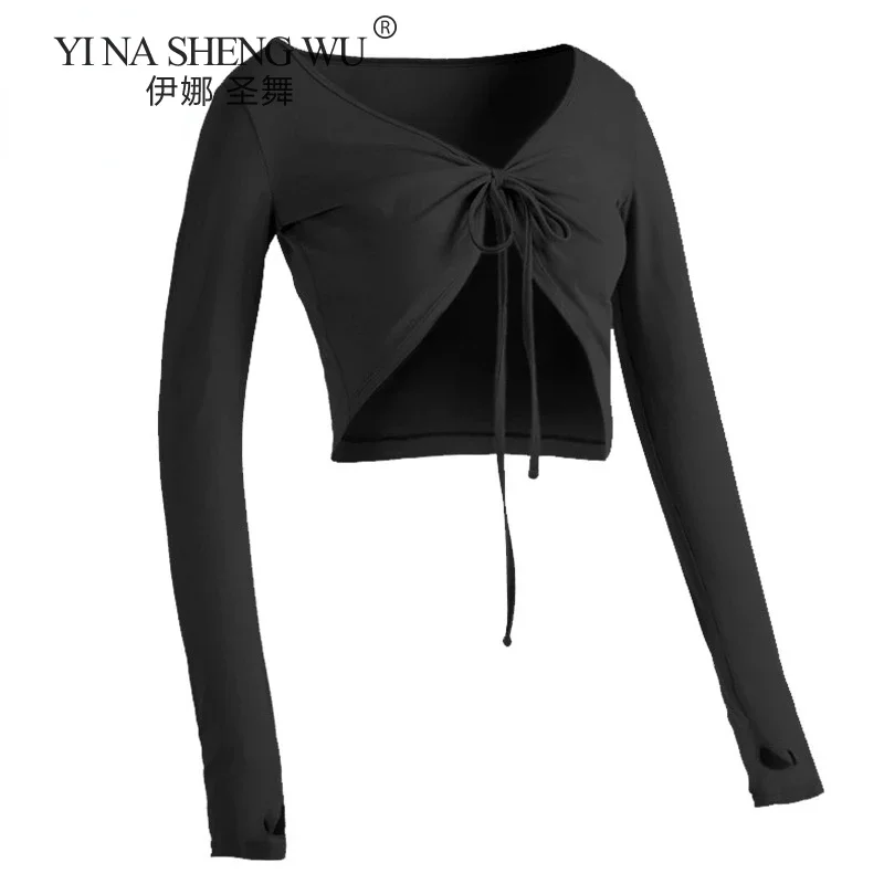 Adult Ballet Dance Dress Female Long Sleeve Gymnastic Clothing With Ballet Classical Dance Dress Black Skirt Side Split 5 Colors