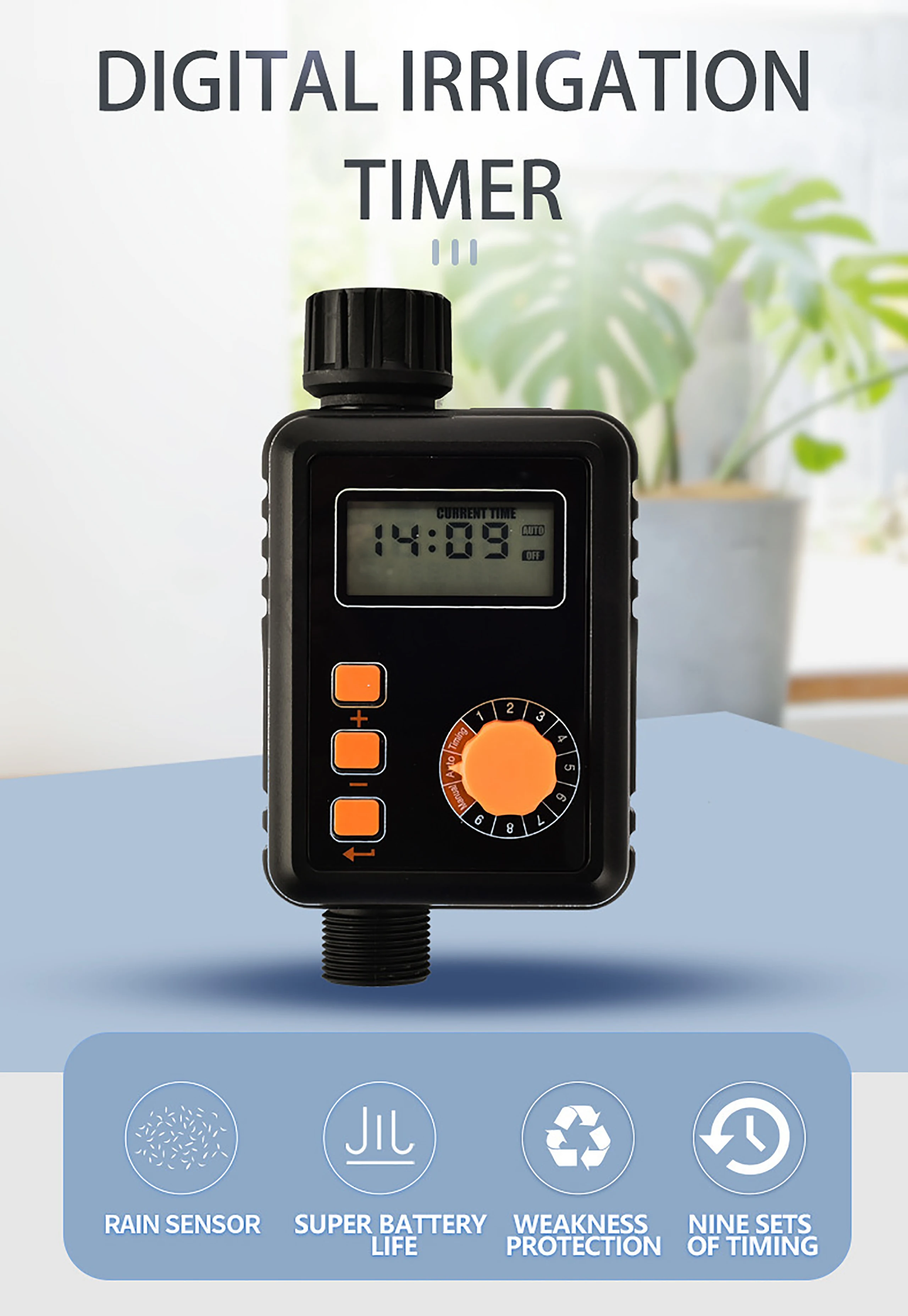 

Rain Sensor Water Timer Rain Self-Closing LCD Display Automatic Watering Controller Garden Micro Sprinkler Drip Irrigation Timer