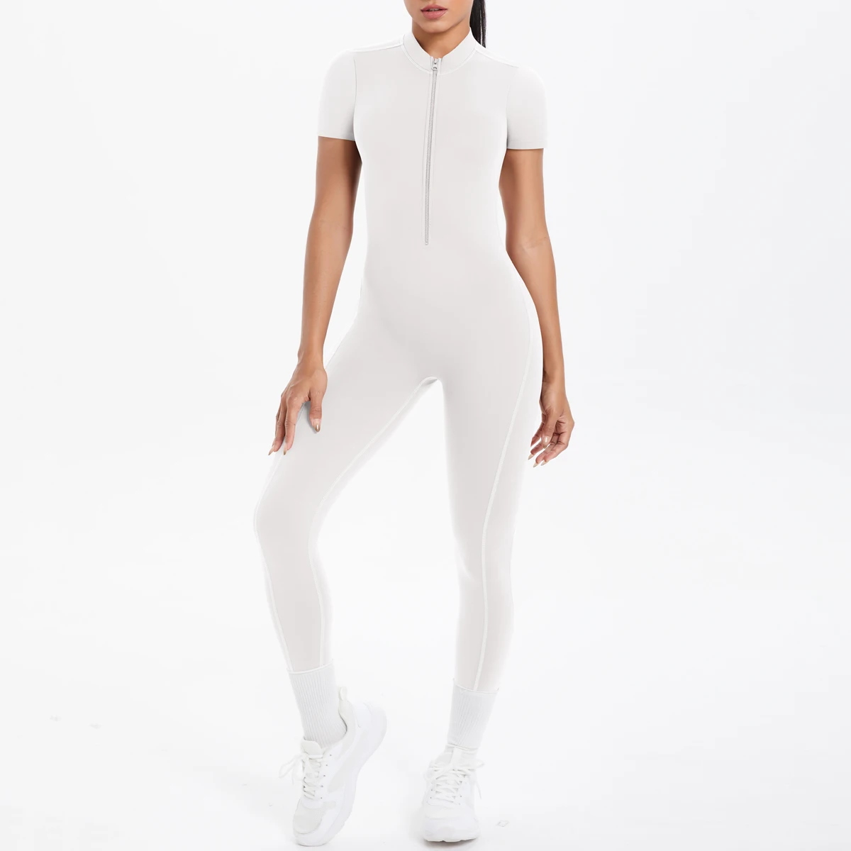 Yoga Set Women Jumpsuits One-Piece Suit Zipper Short Sleeve Gym Push Up Workout Clothes Fitness Bodysuit Sportswear Tracksuit