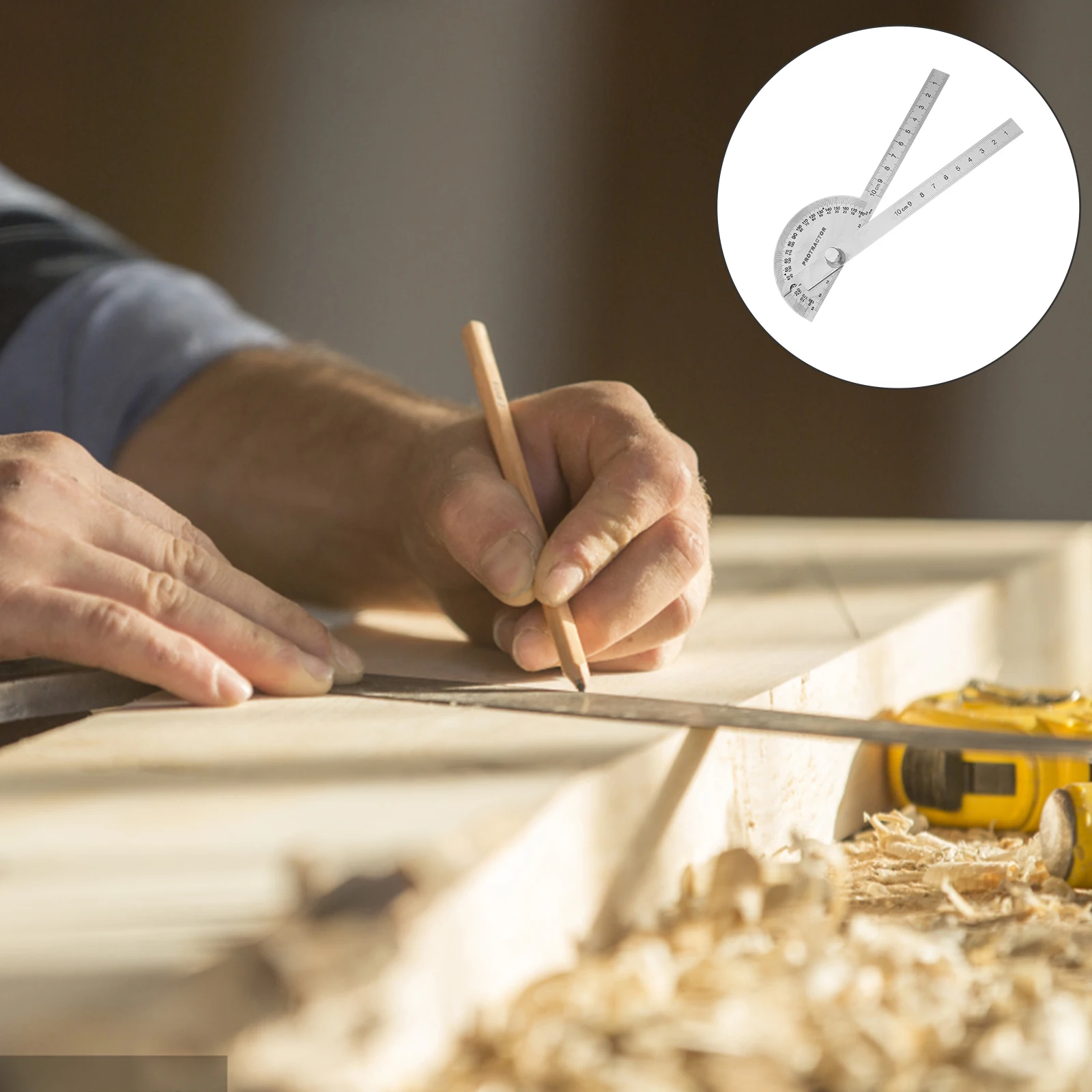 

Angle Gauge Stainless Steel Rotating Ruler Accurate Bevel Setting Drawing Radial Lines Measuring Marking Angles