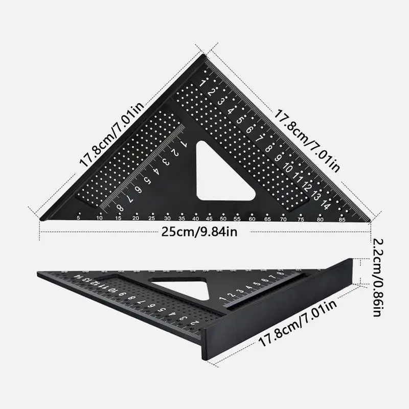 Metal Ruler Triangle Ruler Carpenter Tools Multipurpose Double Scale Measuring Tool Precision Speed Square For Woodworking