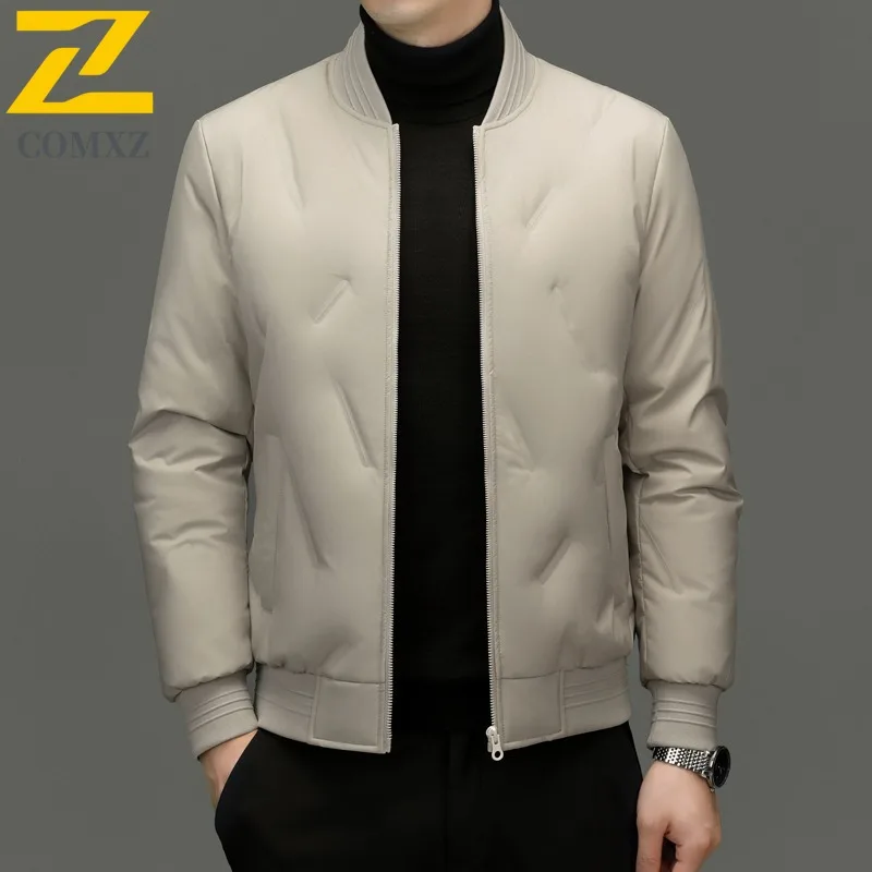 COMXZ Winter New 90% Down Down Jacket Men Lightweight Thermal Loose Fit Baseball Collar Youth Casual Men Wear Winter Coat 2025