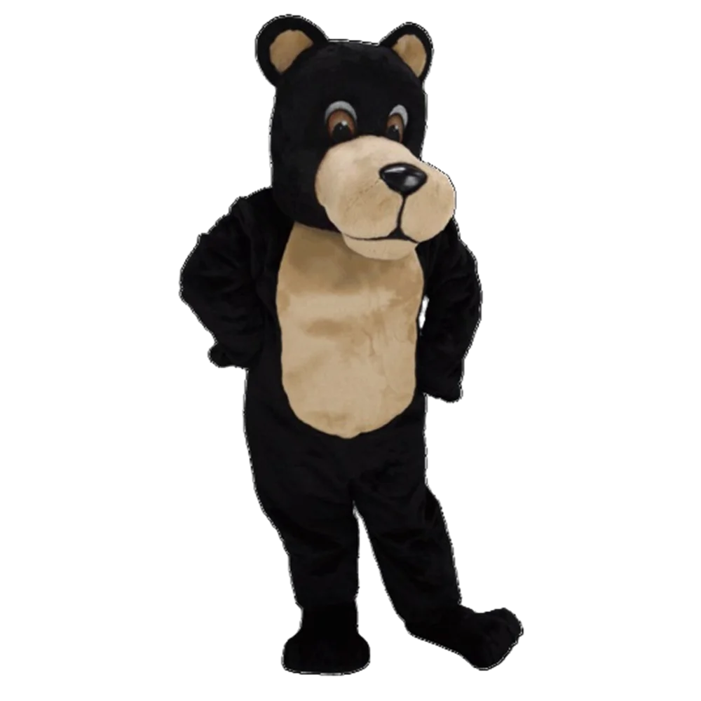 Fine Style Black & Tan Bear Mascot Costume Adult Size Black Bear Mascotte Mascota Outfit Suit Fancy Dress with Helmet SW532