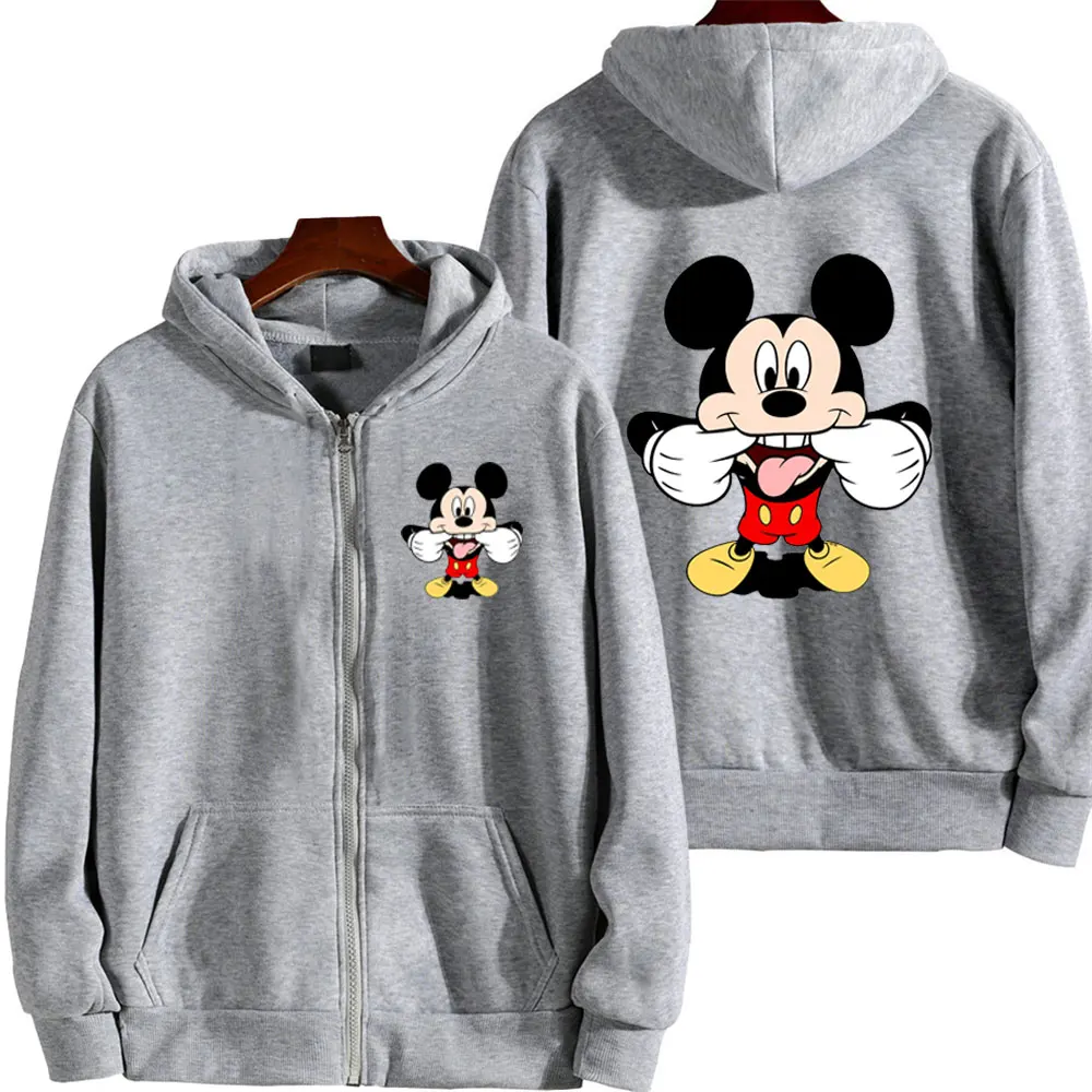 2024 Fall Clothing Women Disney Role Play Mickey Mouse Cartoon Zipper Hoodie Women Winter Coat Fleece Jacket Korean Clothing