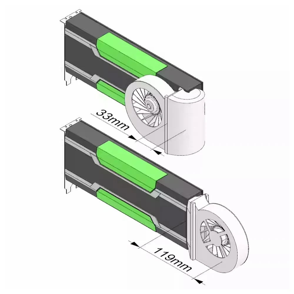NVIDIA Tesla V100 / P40 / M40 / P100 범용 외부 냉각 솔루션용 더 빠른 저소음 터보 팬 GPU 쿨러 히트싱크 썸네일 3