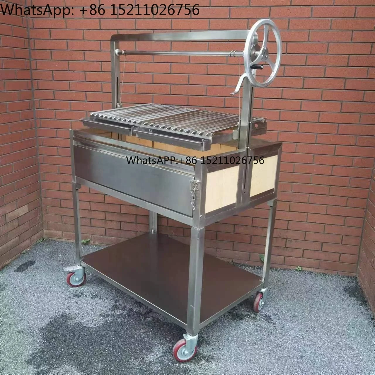 Wood Charcoal Ratchet and Pawl Lift System Stainless Steel Firebricks Asado Parrilla/ Santa Maria / Argentine Grill GK1000AL