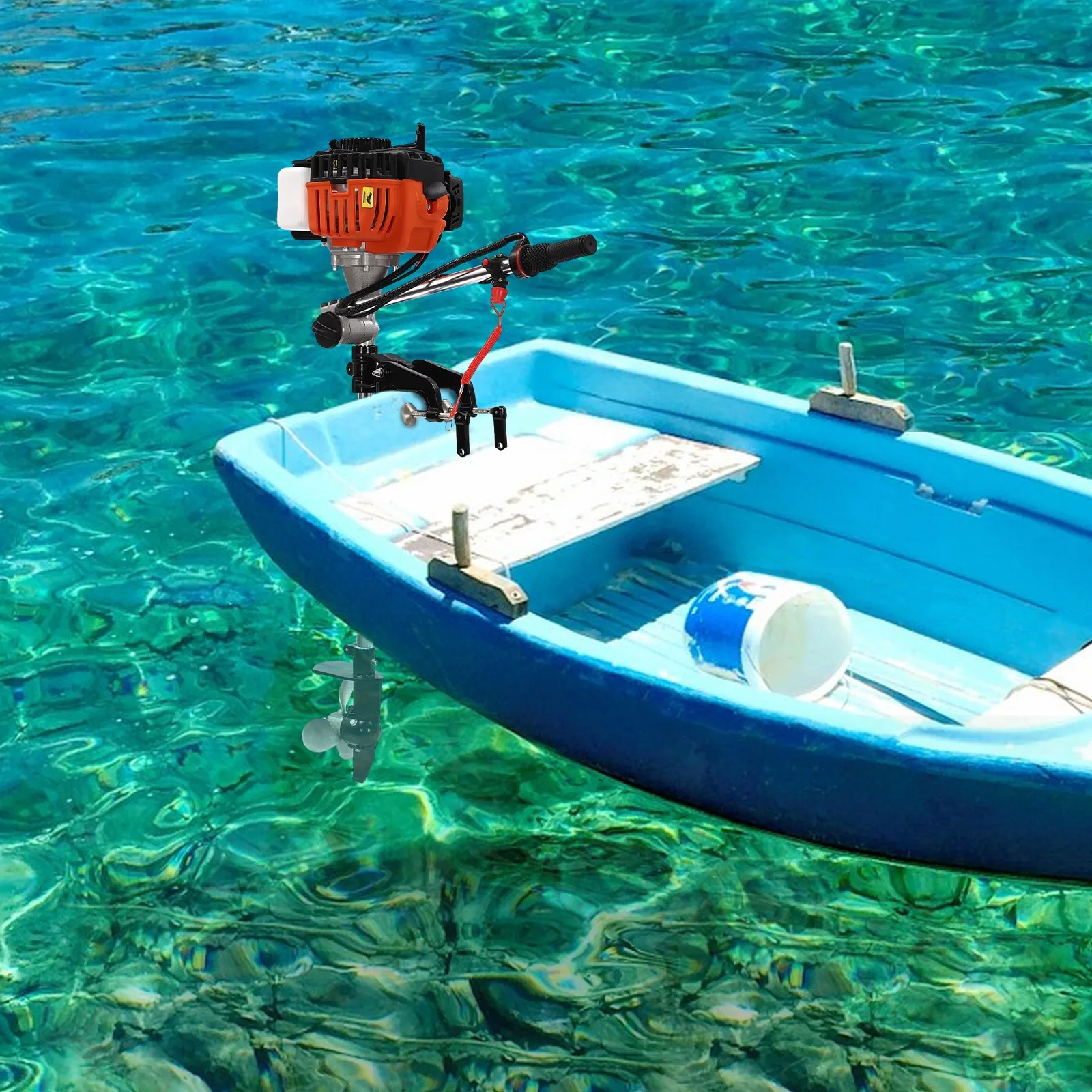 

2.5 HP 2-Stroke Outboard Motor Air Cooling, Boat Engine fit for Small Boats Under 9.8ft, for Fishing, Aquaculture, Water Sports