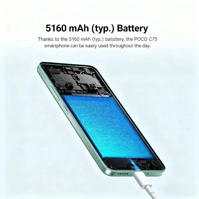 هاتف Xiaomi POCO C75 الذكي بشاشة 6.71 بوصة عرض كبيرة 5000 مللي أمبير في الساعة عمر بطارية طويل 18 وات شحن الهواتف المحمولة والهواتف الذكية #6