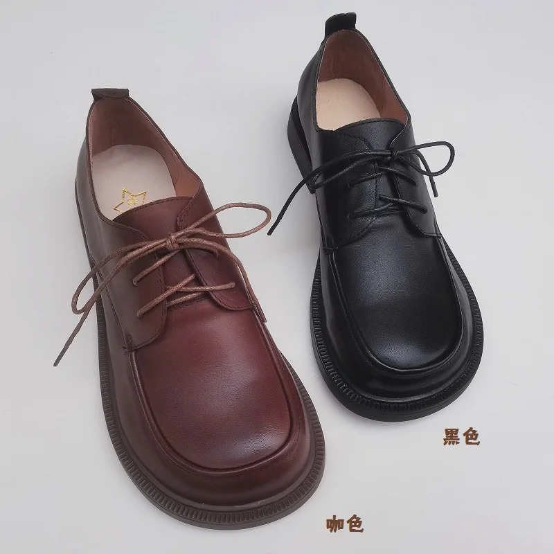 Careaymade-Genuine leather big head wide version men\'s English lace up leather shoes business leisure original single shoes