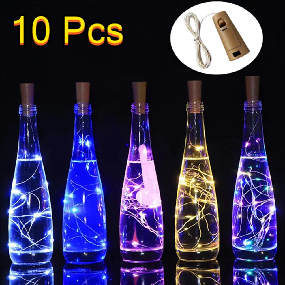 10 Pcs Wine Bottle Lights with Cork, 3M Cork Lights Fairy Mini String Lights for Liquor Bottles Crafts Party Wedding Decoration