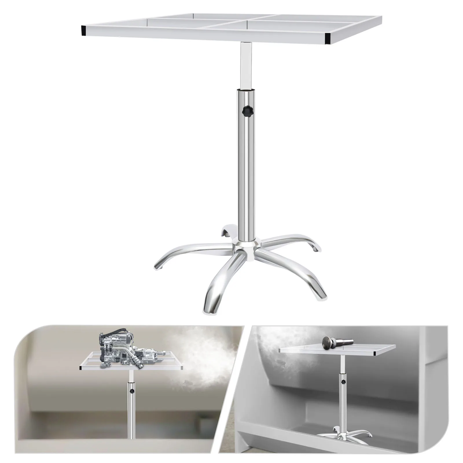 Image of 360-Grad-Drehbarer Spritzlackierständer aus Edelstahl, 50 bis 90 cm, höhenverstellbar, 25 kg maximale Belastung, 60x60 cm Drehteller, Fünf-Bein-Basis für Modell- und Möbellackierung