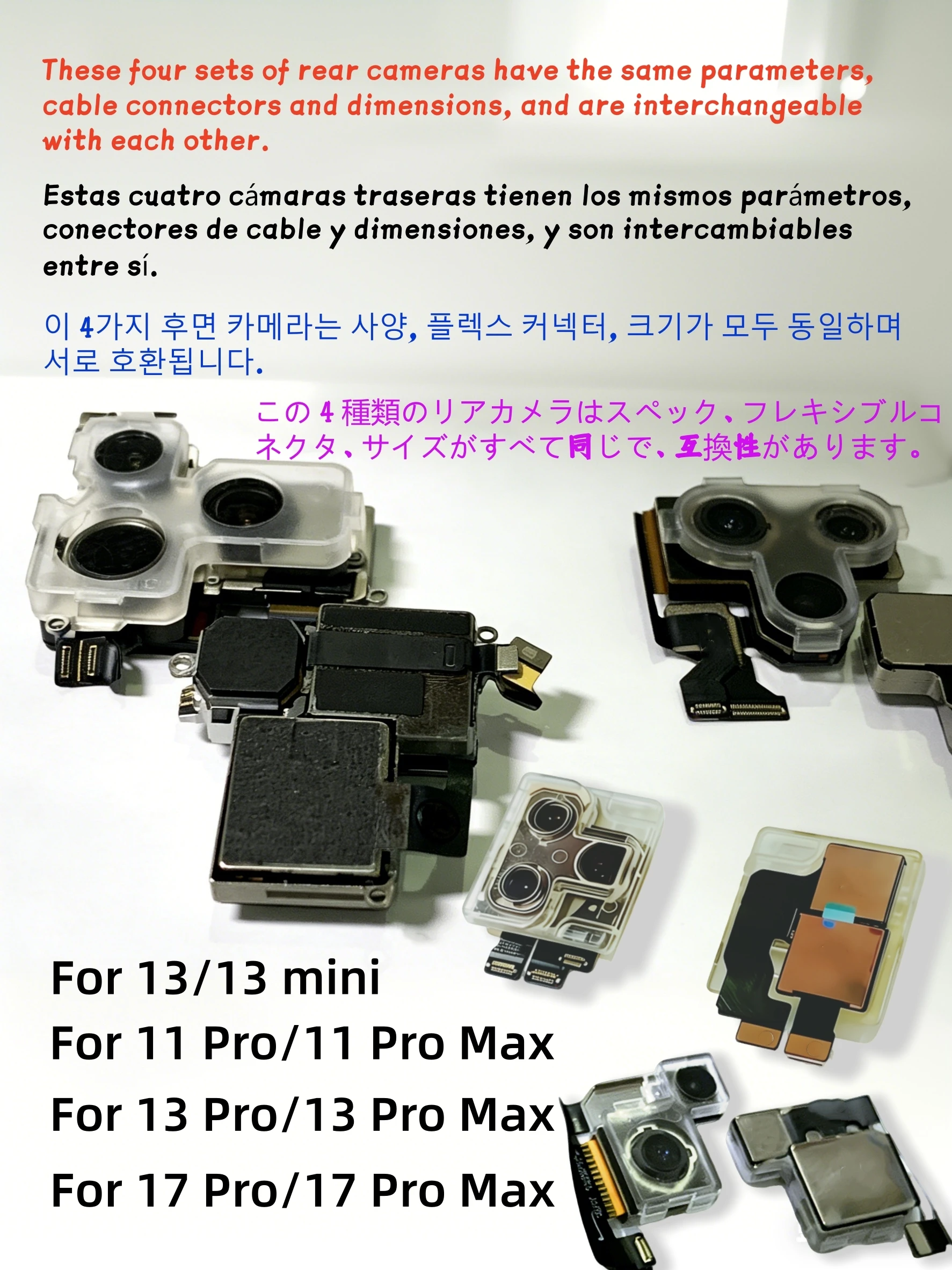 Fully Tested Rear Camera With Flex Cable for iPhone 11 12 13 14 15 16 17 Pro Max 12/13 Mini Back Camera Replacement Part image 5