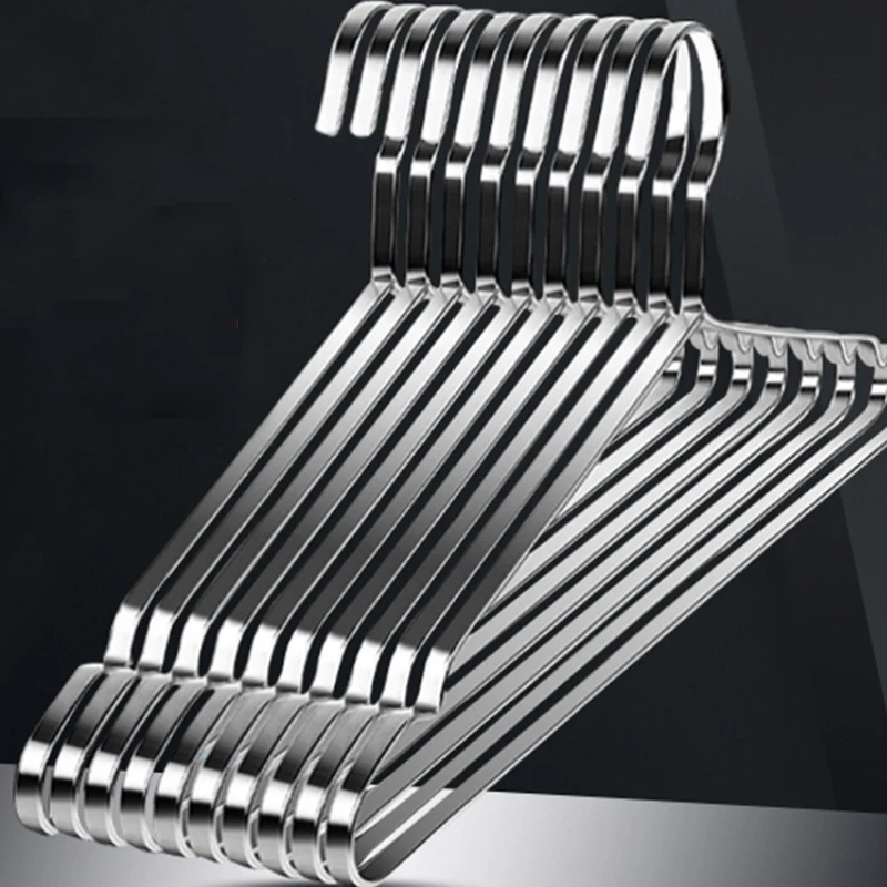 

10PC Widen Metal Coat Hanger 42CM Suit Clothes Hanger, Wardrobe Organizer，Anti-slip Stainless Steel Drying Rack,Save Space