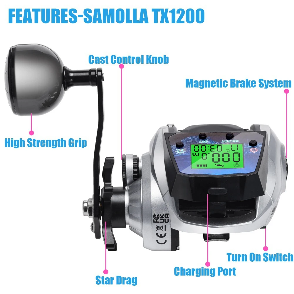 

For Deep Sea 6.3 1 Gear Ratio Baitcasting Fishing Reel with 16 Kilograms Drag and Temperature Monitoring Screen