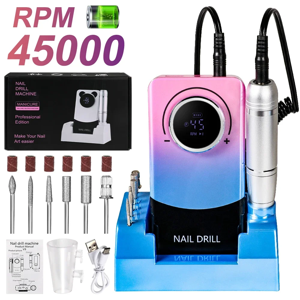 

Electric 45000RPM Nail Drill Machine Rechargeable Portable Nail File Electric DIY Nail Drill Kit With Smart LCD Screen
